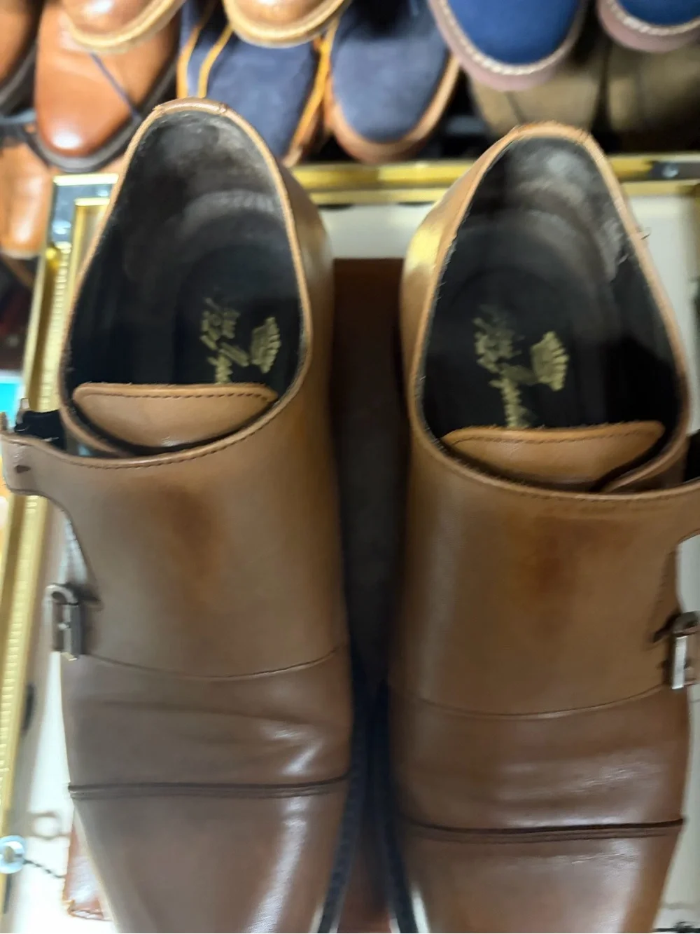 Men's Double Monk Strap Leather Shoes - Tan